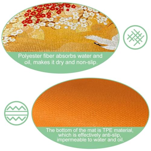 Alfombrilla de cocina VAPOKF de diseño floral con acabado textil lavable premium 6