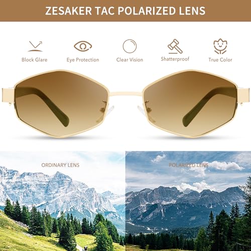 Polarized Retro Hexagon Sunglasses for Women Trendy Metal TAC Sun Glasses Vintage Shades UV400 Protection2