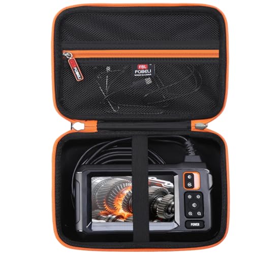 Image of FBLFOBELI Hard Case for MugEasy /Daxiongmao /DEPSTECH /Telsong Borescopes | Hard EVA Shell for TGJOR /SKYBASIC /Lightswim /COOVIE Borescope Inspection Camera, Fits 4.3'' Screen, Waterproof, Orange