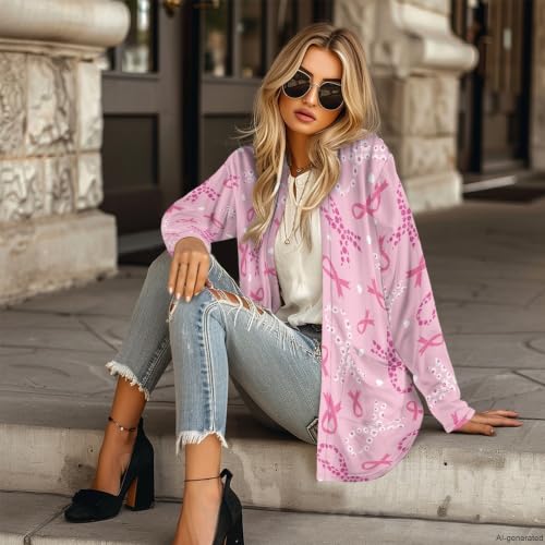 Image of Cardigan Sweaters for Women Long Sleeve Cardigan Soft Drape Open Front Fall Dusters V-Neck Jackets Dressy Loose Coat
