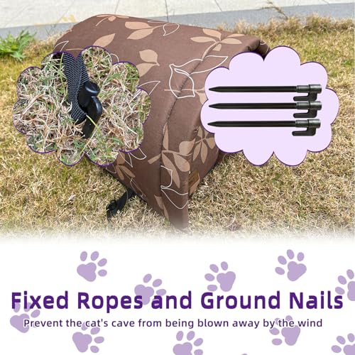 Vinnypet Katzenhaus Für Draußen Winterfest Wasserdicht Und Warm Faltbare Katzenhöhle mit Plüschkissen Weich Hundehöhle Tierheim Für Streuner Haustiere 42x31x28cm – Bild 4