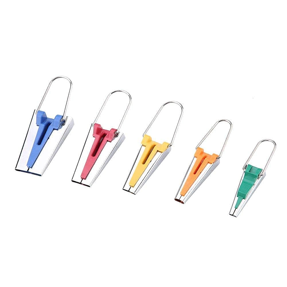 HERCHR Fabric Bias Tape Maker Set of 5 Sizes 6mm 9mm 12mm 18mm 25mm 5 PCS Fabric Bias Binding Tape Maker Shaper Binding Presser Foot Wonder Clips for Sewing and Quilting DIY Patchwork Crafts