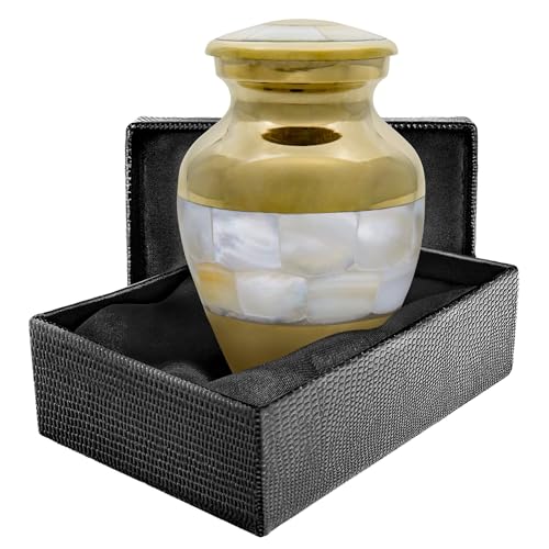 Image of Trupoint Memorials Cremation Urns for Human Ashes, Funeral Memorial Urn for Male and Female, Decorative Burial Metal Urn Collection for Adult Men & Women - Gold, 1 Keepsake