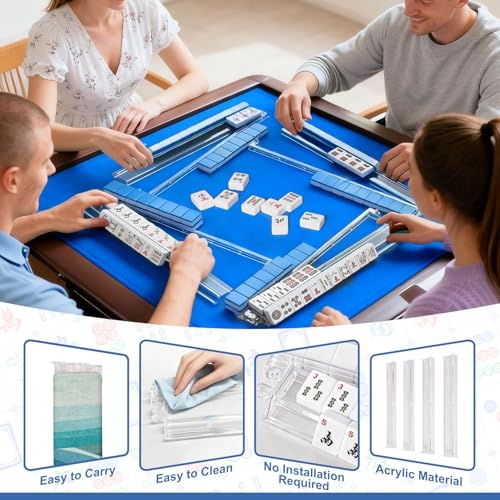 Juego de 4 Racks Mahjong con Empujadores y Bolsa miniatura 6