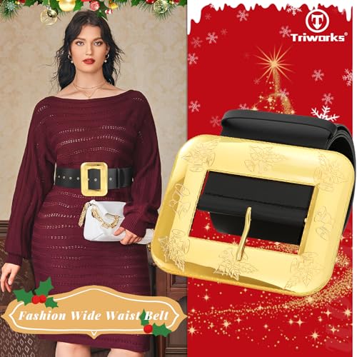 Christmas Santa Claus Belt Adults Black Pirate Belt Novelty Accessory Santa Claus Costume Belt with Gold Buckle2