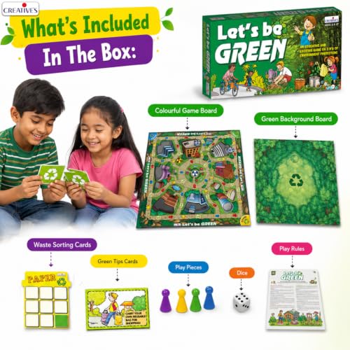 Image of Creative's Let's Be Green Environmental Education Board Game, Learn Reduce Reuse Recycle, Waste Segregation & Eco Awareness, Educational Family & Classroom, Memory Learning Game for Kids Age 6+