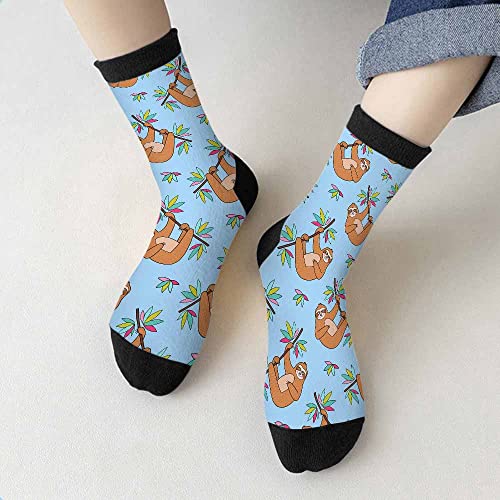 Image of Crew Socks for Woman Size 6-8 Tropical Wildlife Bright Teal Girls Socks