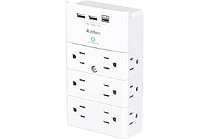 Addtam Surge Protector Wall Mount with Side Outlet Plugin