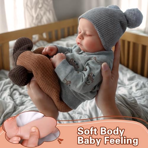 Muñeco bebé realista silicona 17 pulg. niño soft miniatura 5