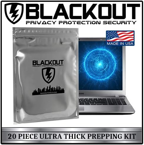 BLACKOUT Faraday Cage EMP Bags Premium Ultra Thick 20pc Prepping Kit Laptops Tablets Smartphones Hard Drives