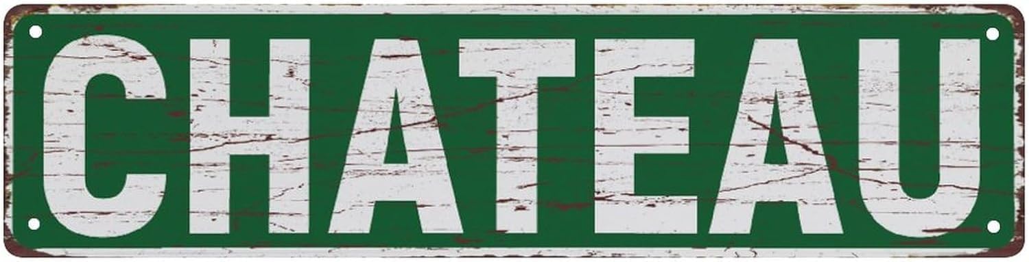 peiyeety Vintage Metal Tin Sign Chateau Vintage Sign, Retro Wall Decor for Home, Bar, Garage, Cafe, Man Cave, Wine Cellar, Home Decor, Rustic Wall Art for Indoor and Outdoor Decoration, 4x16 Inch