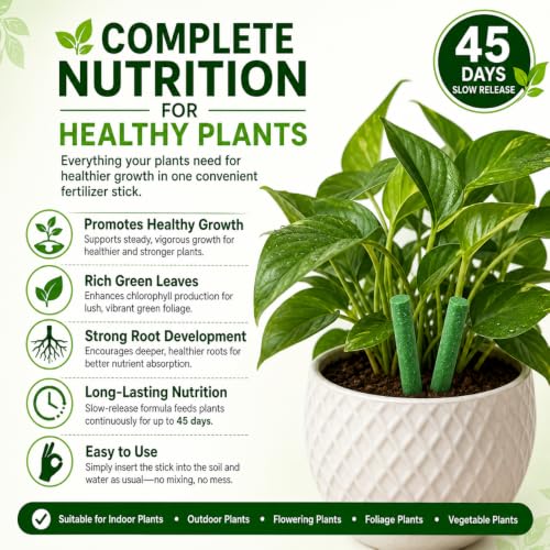 Image of Indian Gardens - Plant Food Sticks (Pack of 40) for Indoor & Outdoor Plants | Slow Release Fertilizer Sticks | Easy to Use Plant Nutrition