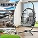 CHABATREE Egg Chair with Stand,Patio Rattan Wicker Hanging Swing Egg Chair Hammock Chair for Bedroom Porch Garden,Thickened Aluminum Alloy Steel Frame and UV Resistant Cushion,350LBS Capacity