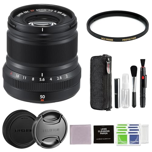 Fujifilm XF 50mm f/2 R WR Lens (Black) Bundle with 46mm Protection HGX Prime Filter + Cleaning Kit | Fuji 50mm f2 Lens