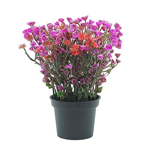 ZT TRADE Artificial Flower, 1Pc Potted Bonsai for Living Room, Desk,Office, Shelf Decor Outdoor Indoor House Rose Red