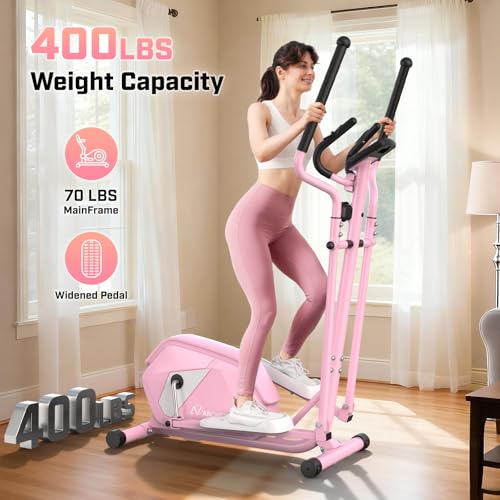 Image of ANCHEER Home Elliptical Machine with Magnetic Resistance&Hand Pulse Sensors | LCD Monitor,14 Resistance Levels,15 inch Stride, Quiet Operation,Low-Impact Exercise,Compact