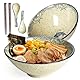 Ramen Schüssel Set 2 x 1200ml Keramik Ramen Bowl mit Essstäbchen und Löffeln,Japanisches Stil Porzellan Geschirr Suppenschüssel Groß Salatschüssel Pho Bowl,Mikrowelle & Spülmaschinenfest,Fisch