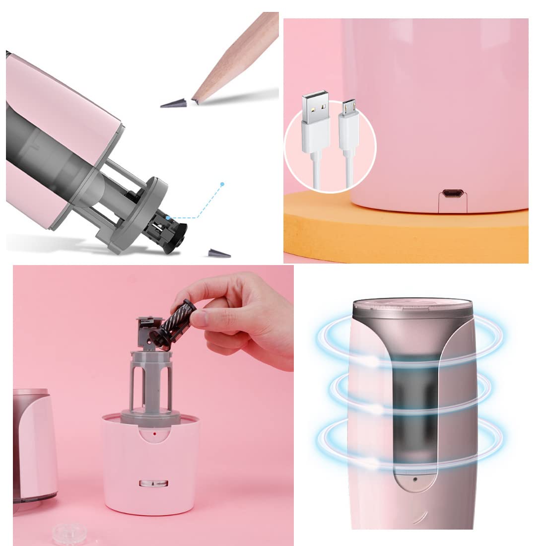 Temperamatite automatico丨Caricabatterie Automatico per Penna e Punta regolabile丨Strumenti per l'apprendimento e L'Ufficio