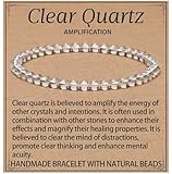 LPBeads Handmade Natural Gemstone Stretch Elastic 4mm Clear Quartz Bracelet Healing Crystal Round Stone Beads Jewelry Gifts for Women Men