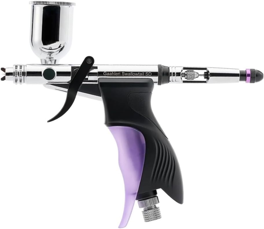 Gaahleri Airbrush Ace Series GHAC-Swallowtail Side Airbrush, Side Feed & Siphon Feed, 2/3 OZ Cup with 1 OZ Siphon Cup, 0.28mm & 0.5mm with Fan Cap, Air Brush Set Model Coloring, Art Painting
