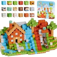 Pixel Cube 120 Magnetic Building Blocks Set - With Metal Travel Tin - Build-A-World Mine Blocks For Kids - Creative, Safe Magnetic Construction Toys - Aeroplane Activities Travel Toys