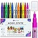 CRAFTSTERZ Acrylstifte für Steine wasserfest – Fineliner Malstifte zum Bemalen von Holz, Glas, Kunststoff, Leder oder Porzellan – Permanent Marker Fein 0,7 mm – Akrylfarbenset Stifte 14 Stück