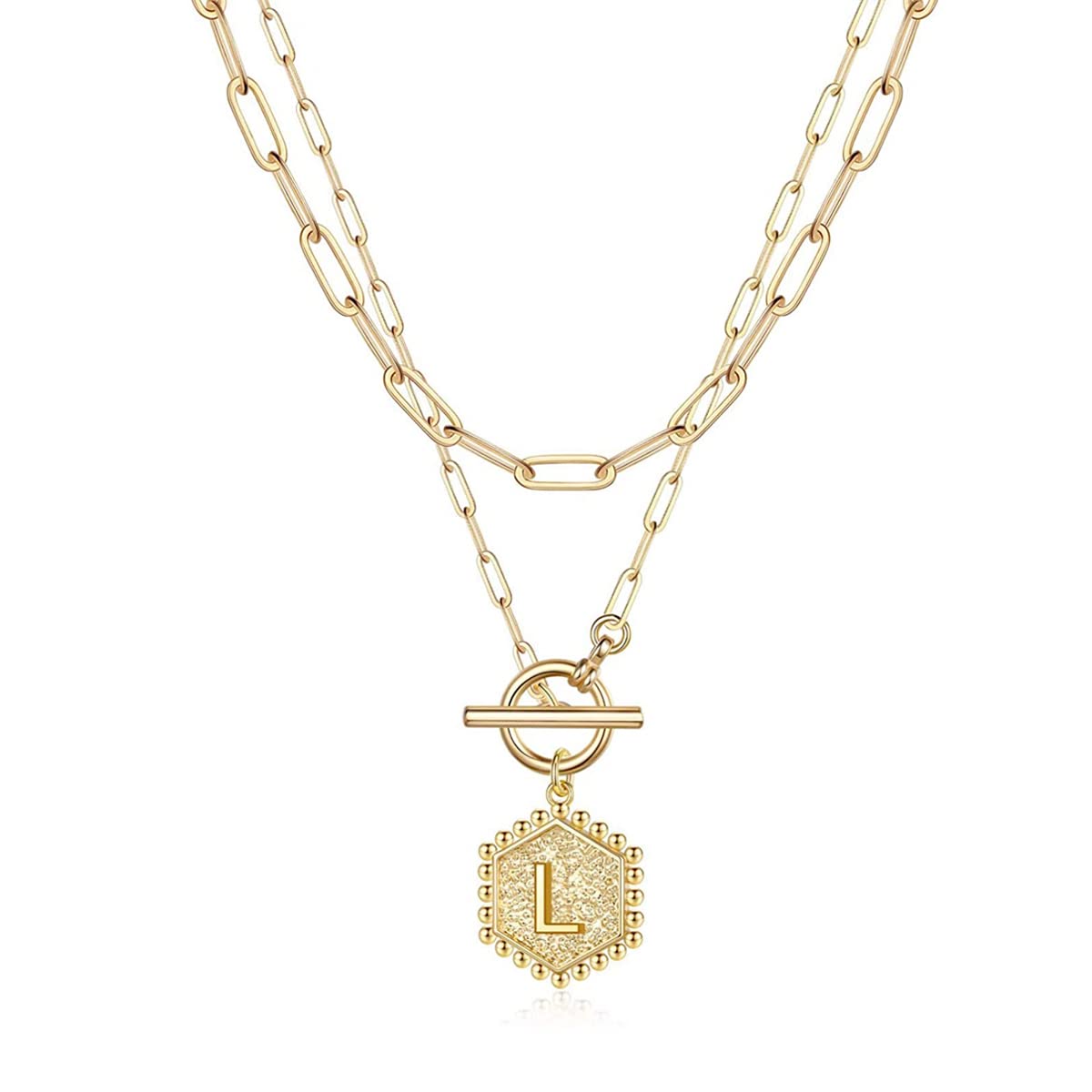 Plated Alphabetical Layered Necklace - Jewelry