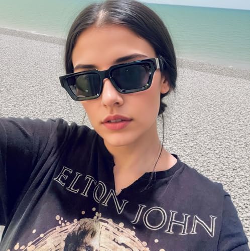 ANDWOOD Thick Frame Rectangle Sunglasses Mens Womens Chunky Retro Sun glasses Simple Designer Rectangular Shades4