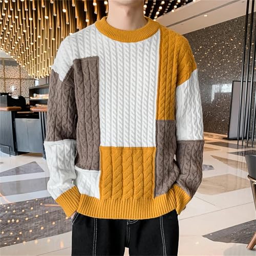 Men's Spring & Winter Fashion Patchwork Sweater - Loose Streetwear Casual Warm Knitting Pullover 7