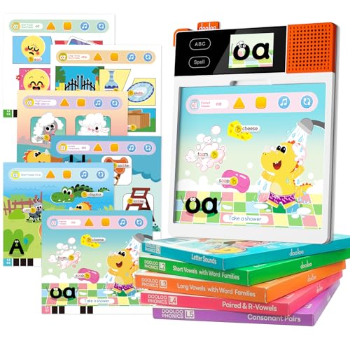 Almohadilla de aprendizaje para aprender a leer y deletrear fonética, tableta de sistema de aprendizaje electrónico para niños con 242 páginas de sonido con juegos interactivos ABC, práctica fonética