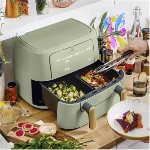 Friggitrice ad aria con touchscreen, doppio cestello antiaderente, include libro di cucina per una cucina sana