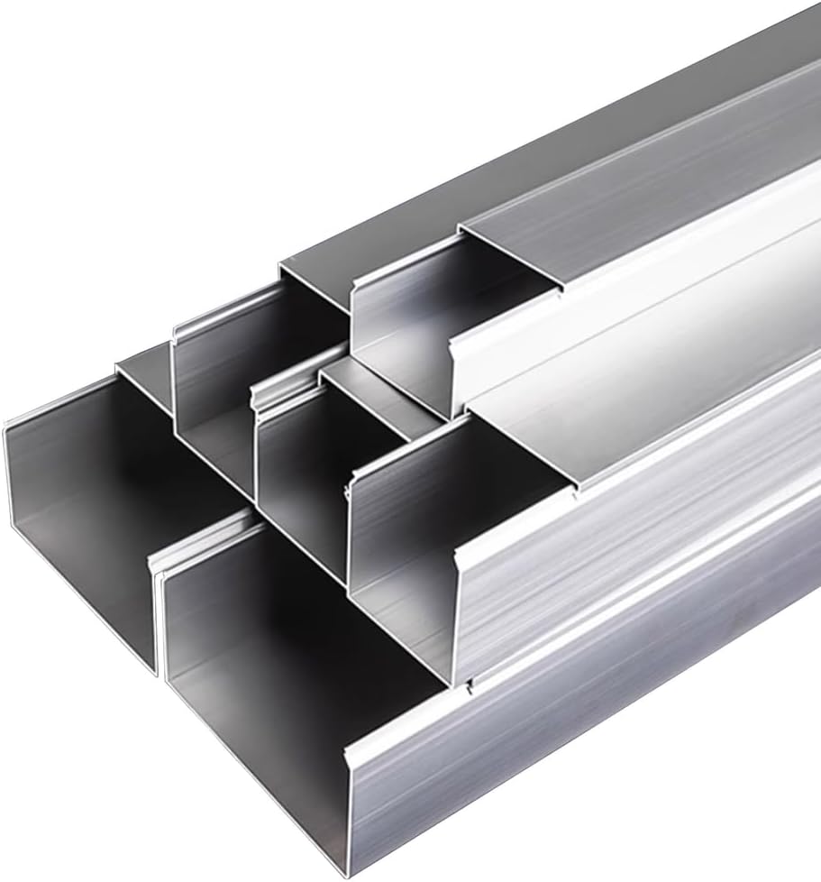 Aluminum Alloy Trunking, Self Adhesive Cable Management Channel, Cable Trunking for Indoor/Outdoor/Garage/Warehouse, 1m,40x25mm