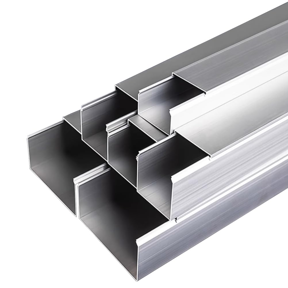 RSBFER Canaleta de aleación de Aluminio, Canal Autoadhesivo para gestión de Cables, Canaleta para Cables para Interior/Exterior/Garaje/almacén, 1 m,75x50mm