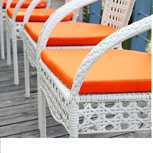Image of India 4+1 Outdoor Indoor Patio Furniture Sets Rattan Chair Patio Set Conversation Set Bistro Set Chairs Balcony Rooftop Garden Furniture Chair with Cushion (White & Orange), 78 x 46 x 46 Cm