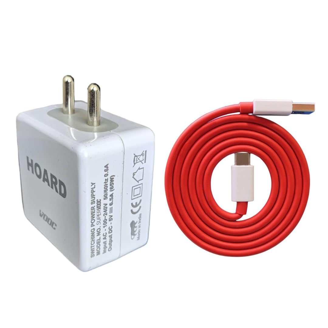 Hoard 65W Type C Fast Charger | 65 Watt Charging Adaptor with USB to Type C Cable Combo | Dash Warp Vooc Supervooc Type-C Charger Compatible with All Type-C Devices (B0D224LBVX) Amazon Price History, Amazon Price Tracker