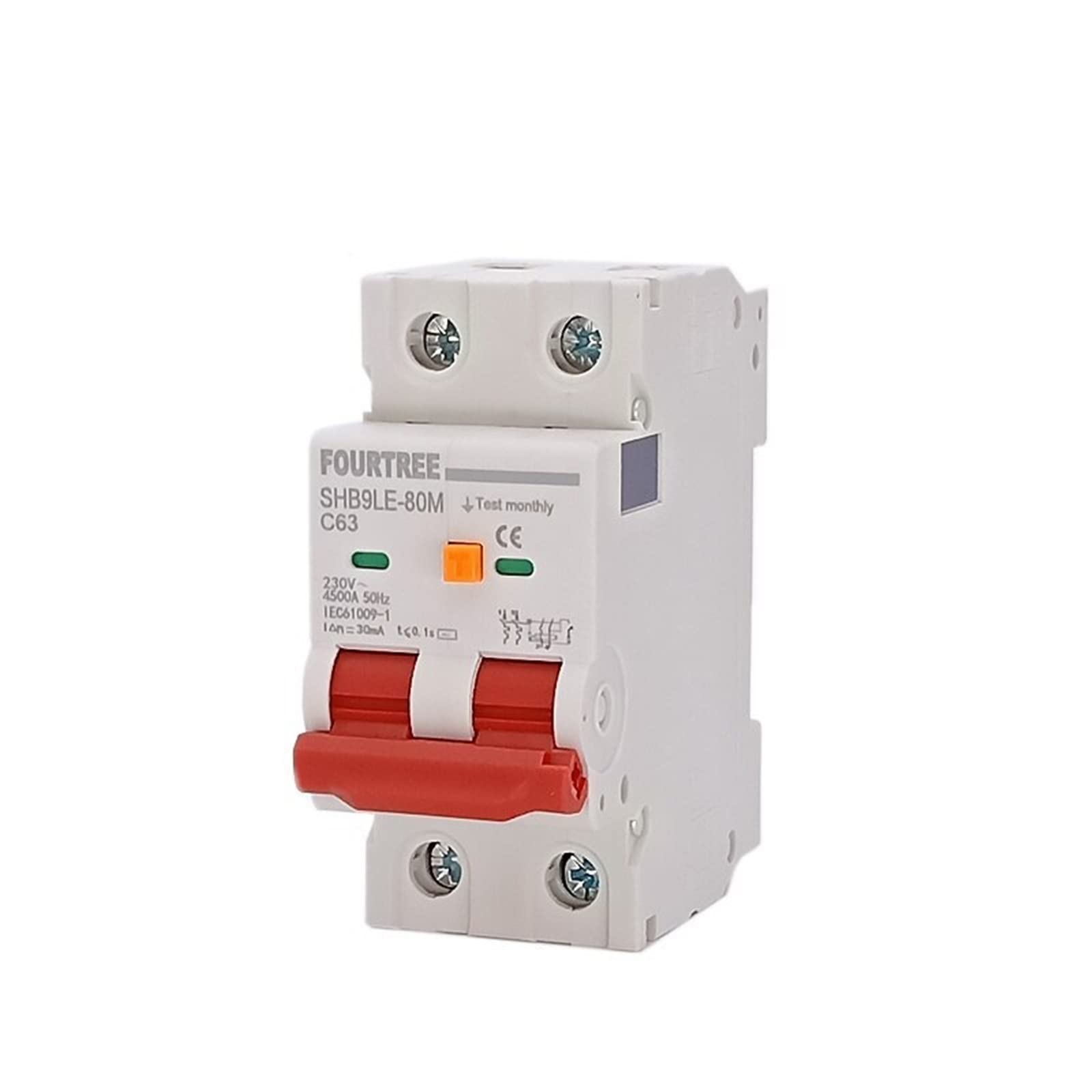 IEUMJNAT 1Pcs 2P 230V RCBO MCB Residual Current Circuit Breaker Leakage Switch with Over 10-63A(25v)