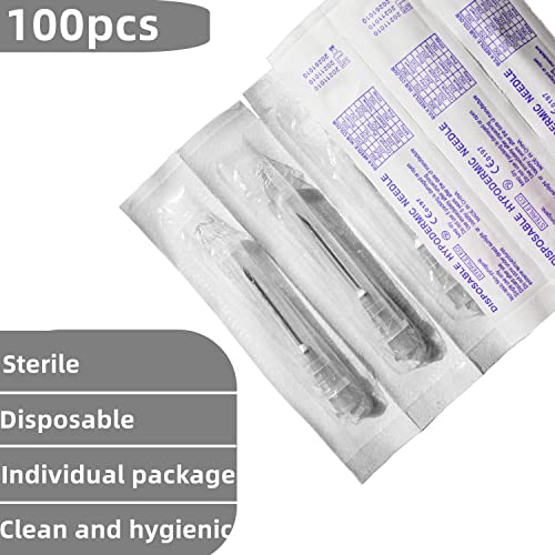 Image of 100 Pack 22Ga 1 Inch Sterile Disposable Injection Needle with Cap for Scientific and Industrial Dispensing Needl Accessories (22Ga)