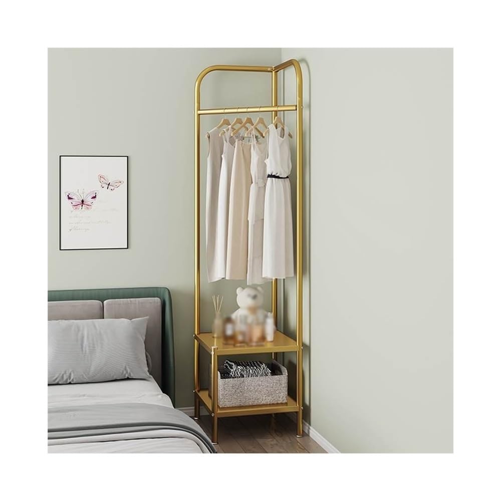 B3F7M4R9J2 Coat Rack Metal Hanger Corner Coat Rack Bedroom Floor Storage Multifunctional Clothes Indoor Household Taiyuan(Gold)