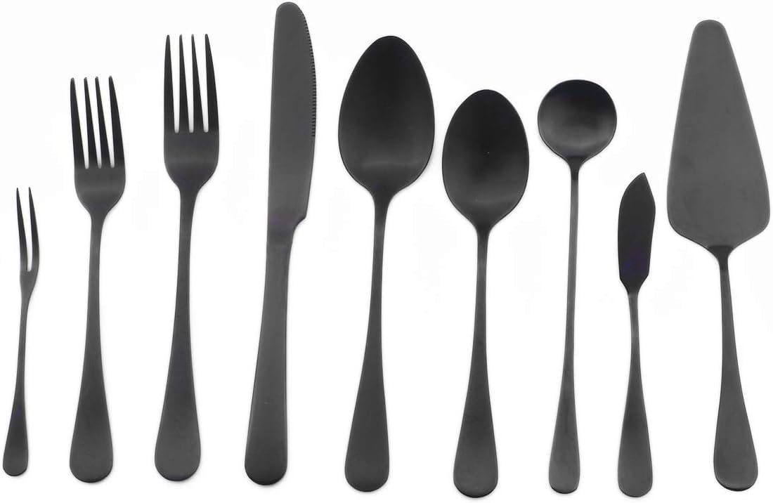 Set di Posate in Acciaio Inossidabile Nero Opaco, Set da 20 Pezzi per 4 Persone, Forchetta, Coltello E Cucchiaio Resistenti alla Ruggine, Set di Posate Moderno Black Silverware Set