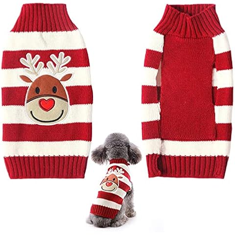 Hundepullover Weihnachten Hund Rollkragenpullover Weihnachten Muster Strickwaren warme Haustier Pullover Cover