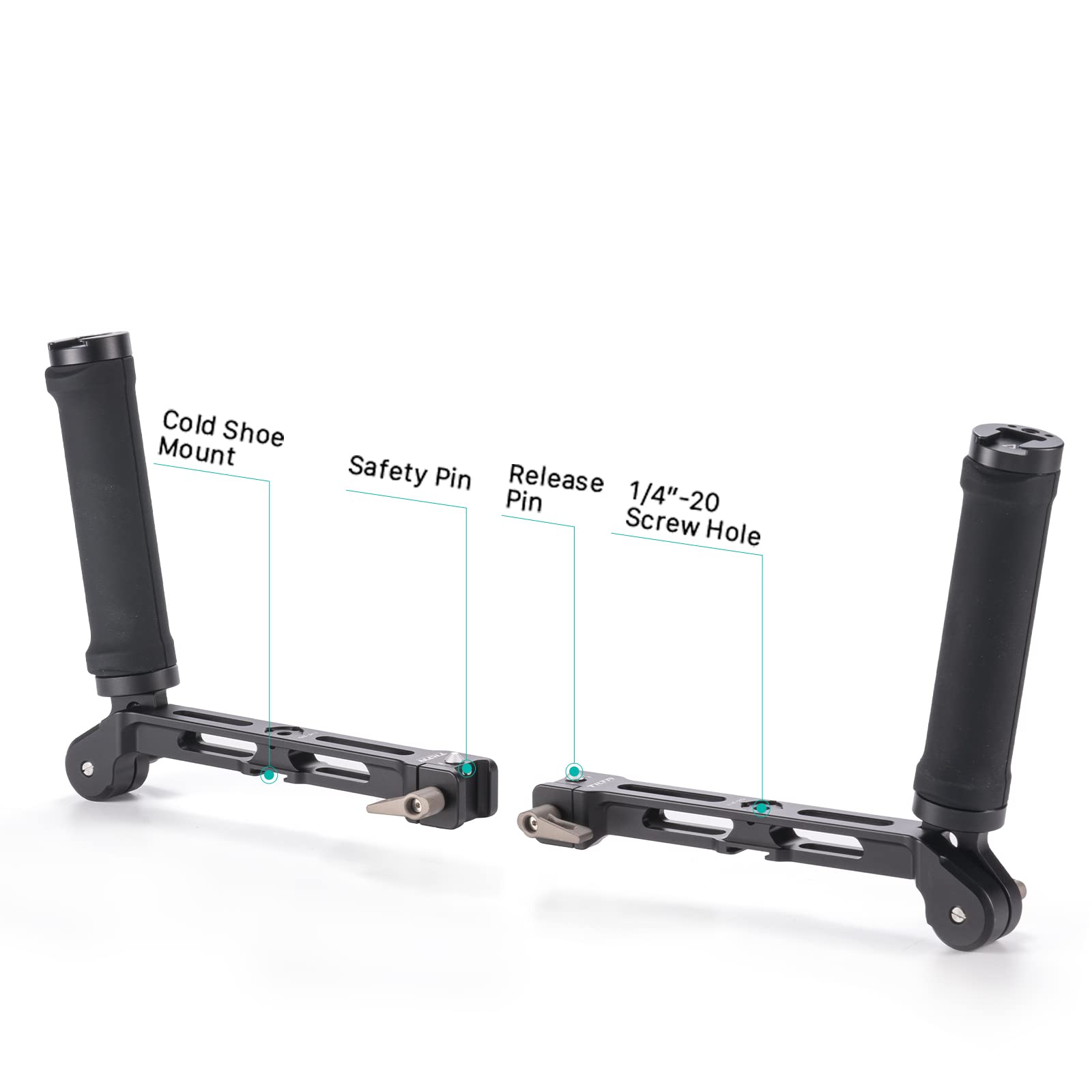 Tilta Support de Poignée Double Compatible avec DJI RS5/RS4 Pro/RS4/RS3 Pro/RS3/RS2/RSC2 Gimbal, Poignée Ajustable avec Points de Fixation 1/4"-20 Cold Shoe TGA-DHB2