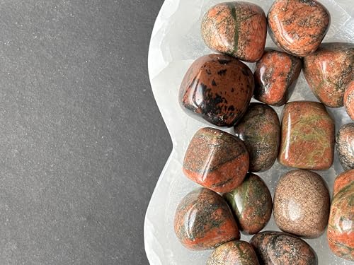 Image of Tumbled Stones, Natural Crystal Healing Stones, Home Office Decor, Aquarium Decorative Pebbles, Vase Fillers (Unakite, 100)