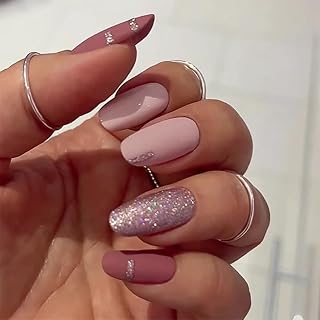 Curvlife Press On Nails Kit - Full Cover False Nail Tips with Trendy Designs, Reusable & Glue Included - Easy Application Nail Accessories for Women (glittery nails, Medium) - Amazon product rated Grade A