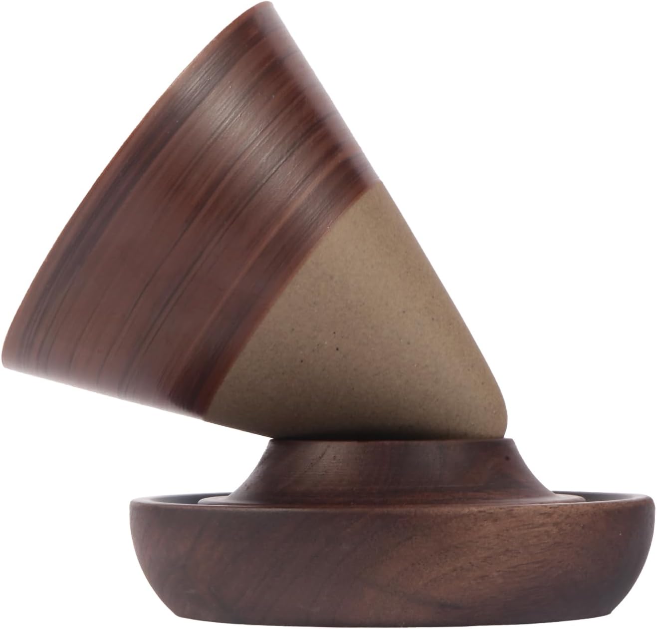 coffee mugs (Brown) 200ML Creative Cone-Shaped Wooden Teacup with Base, Handcrafted Unique Design Drinkware for Home, Office, Tea Lovers, Gift Idea
