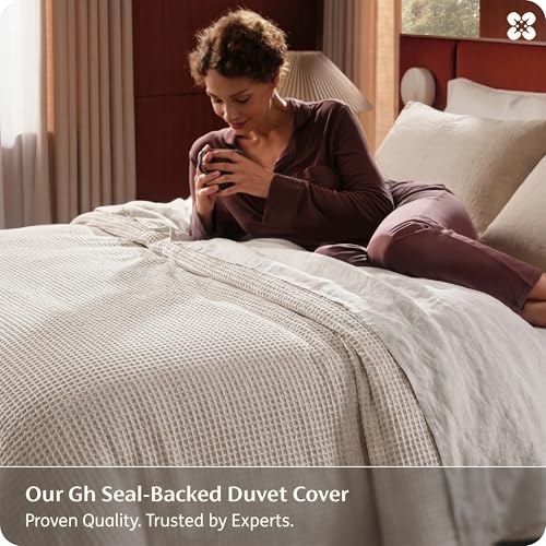 Image of Bedsure Cotton Duvet Cover King Size - 100% Cotton Waffle Weave Linen Duvet Cover, PureWoven Textured Breathable Bedding Comforter Cover for All Season, 1 Duvet Cover Only 104 inchx90 inch