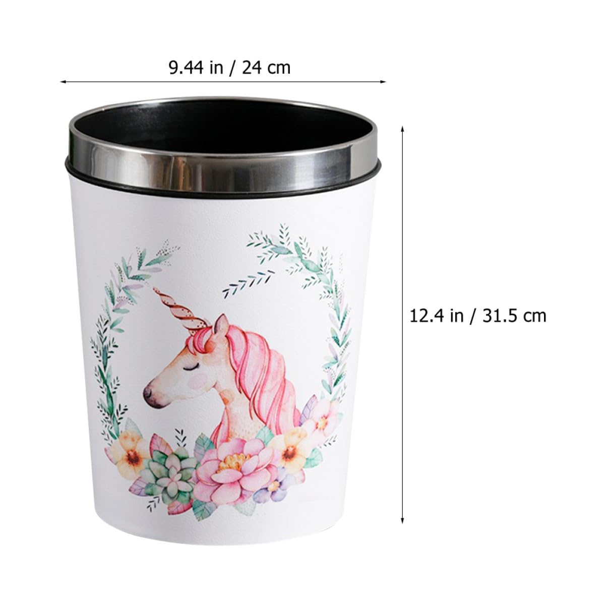Happyyami Cestino per Carta Straccia Unicorno Contenitore Spazzatura da 12 Litri per Ufficio e Cameretta Ragazzo Ragazza Lavabile e Igienizzabile