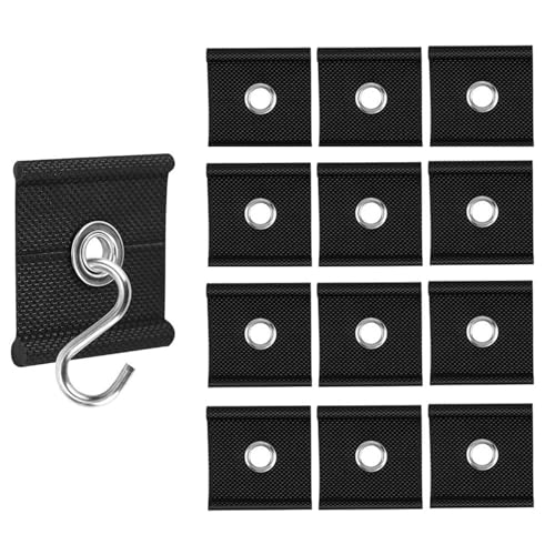 12 Pack RV Awning Hooks for Piping Rail 5/6 mm 7/8 mm Heavy Duty RV Awning Light Clips Camper Light Holders Awning Hanger S Hooks for Exterior Lights Clothes Party Awning Accessories (black)