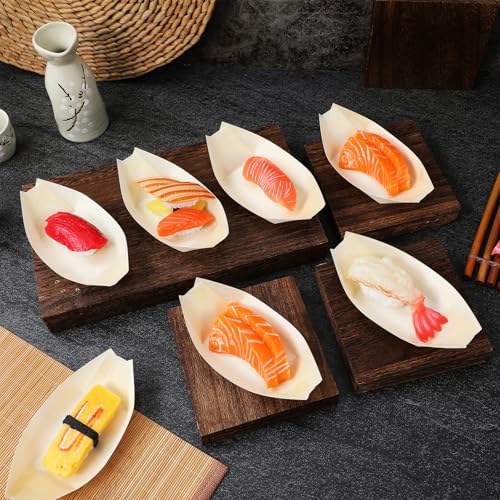 Bandejas desechables para sushi de madera 5 pulgadas x150 miniatura 6