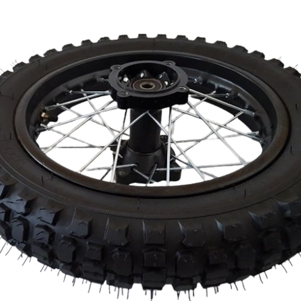 Dirtbike Komplettrad Pitbike Stahlfelge Ersatzreifen vorne 12 Zoll 80/100-12 12mm Achse