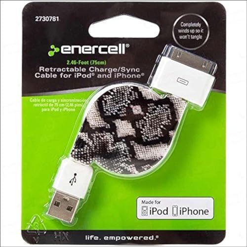 Enercell Snake USB Retractable Sync/Charge 2.46 Feet Data Cable USB Charger for 30-Pin iPad 2 3 iPhone 3G 3GS 4 4S iPod Touch Classic Video Nano Enercell Snake USB Retractable Sync/Charge 2.46 Feet Data Cable USB Charger for 30-Pin iPad 2 3 iPhone 3G 3GS 4 4S iPod Touch Classic Video Nano